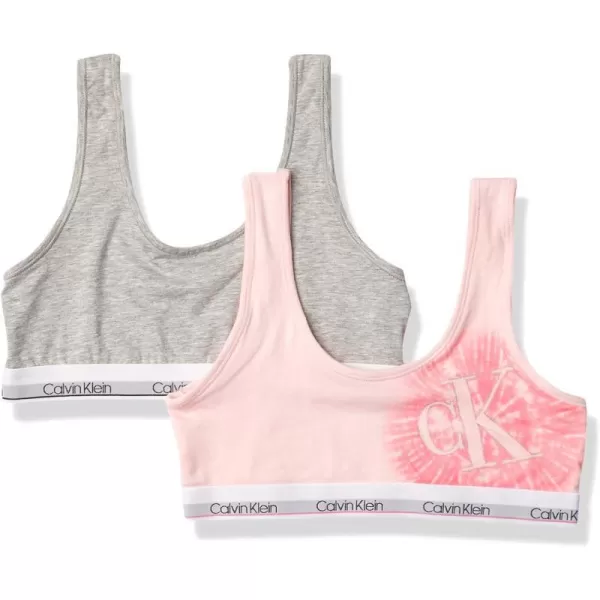 Calvin Klein Girls Little Bralette 2 PackHeather GreyStrawberry Tyedye