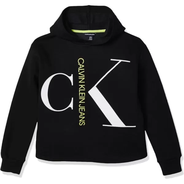 Calvin Klein Girls Logo Sweatshirt Pullover Fleece Hoodie Comfortable amp Straight HemAnthracite Blowup