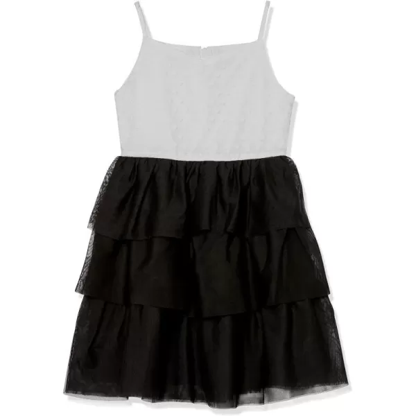 Calvin Klein Girls Sleeveless Party Dress Fit and Flare Silhouette Round Neckline amp Back Zip ClosureBlackBallerina