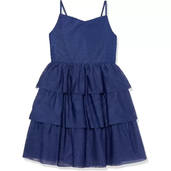 Calvin Klein Girls Sleeveless Party Dress Fit and Flare Silhouette Round Neckline amp Back Zip ClosureBlueBallerina