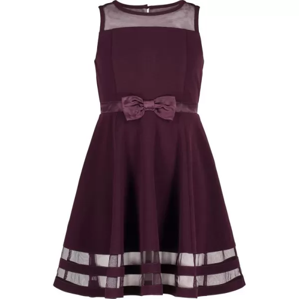 Calvin Klein Girls Sleeveless Party Dress Fit and Flare Silhouette Round Neckline amp Back Zip ClosureDark Purple