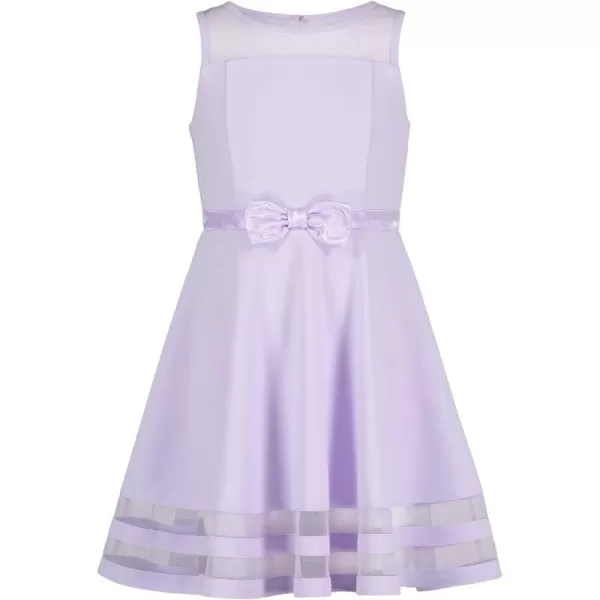 Calvin Klein Girls Sleeveless Party Dress Fit and Flare Silhouette Round Neckline amp Back Zip ClosureLight Purple