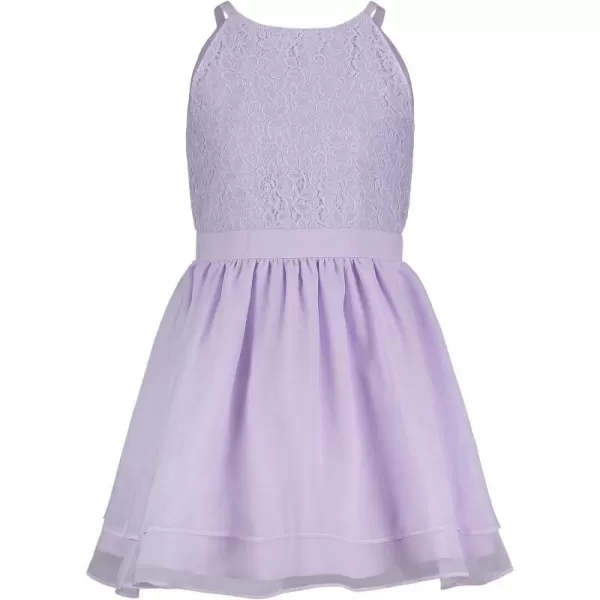 Calvin Klein Girls Sleeveless Party Dress Fit and Flare Silhouette Round Neckline amp Back Zip ClosureLight Purple Lace