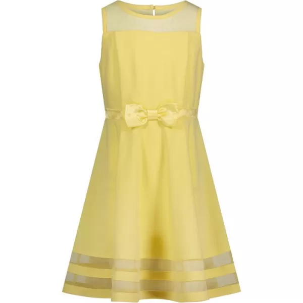 Calvin Klein Girls Sleeveless Party Dress Fit and Flare Silhouette Round Neckline amp Back Zip ClosureLight Yellow