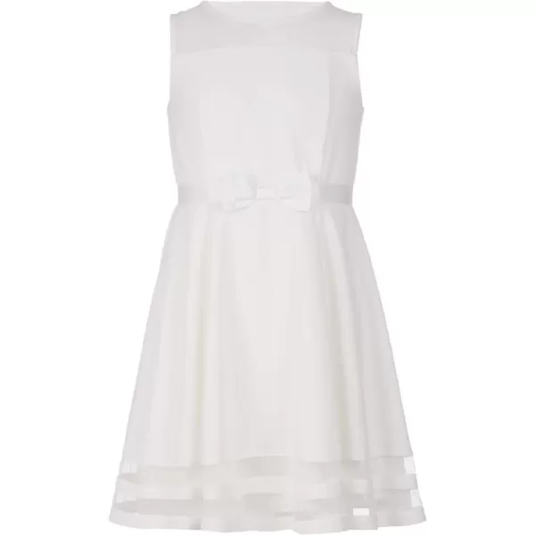 Calvin Klein Girls Sleeveless Party Dress Fit and Flare Silhouette Round Neckline amp Back Zip ClosureWhipped Cream