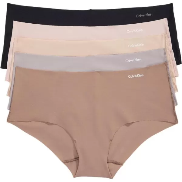 Calvin Klein Womens Invisibles Seamless Hipster Panties MultipackBlackCavernstoneGrey SandSubduedCedar