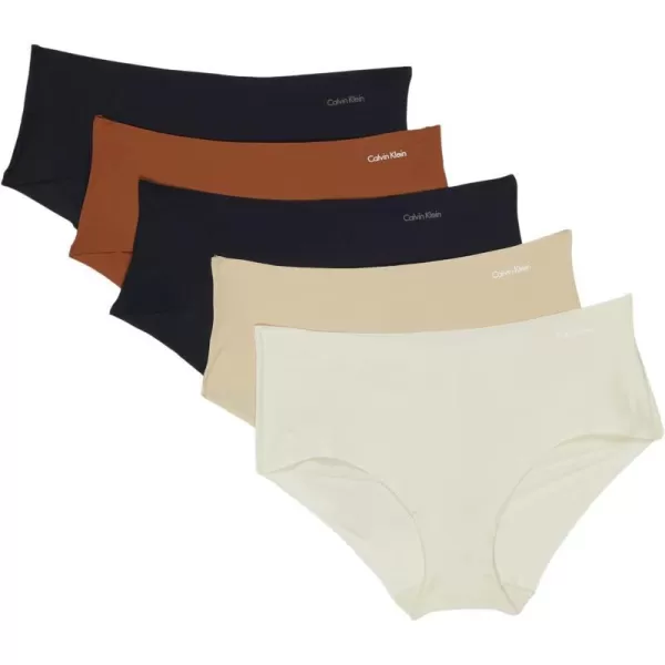 Calvin Klein Womens Invisibles Seamless Hipster Panties MultipackDesert SandWhite PepperBrass BrownBlackBlack