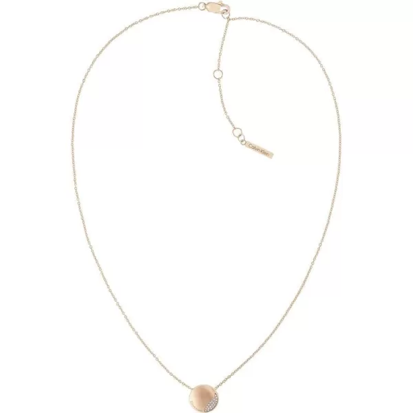 Calvin Klein Womens Pendant Necklace Elegant Minimalism with Sleek Circular Design and Crystal SettingsCarnation