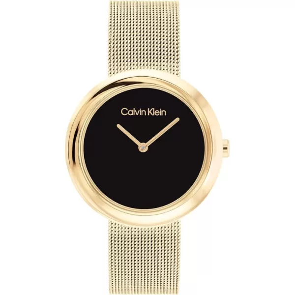 Calvin Klein Womens Quartz Watches Feminine FinesseBlackGold