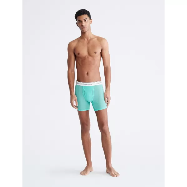 Calvin Klein Mens This is Love Pride Mesh UnderwearBOXER BRIEF Aqua Green