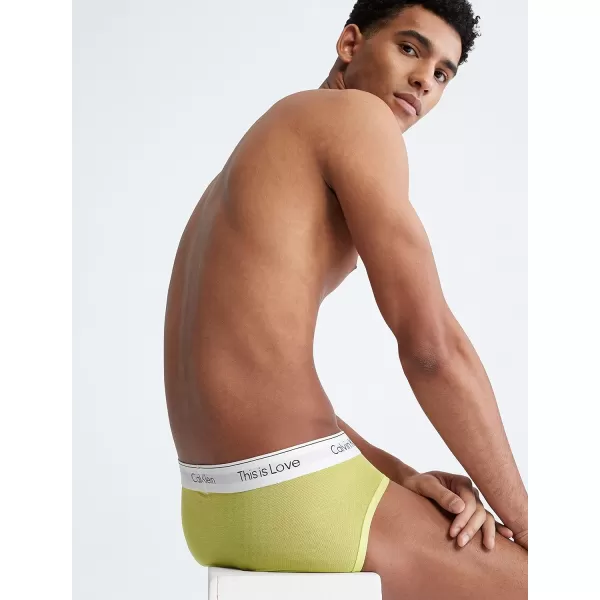 Calvin Klein Mens This is Love Pride Mesh UnderwearHIP BRIEF Lemon Lime