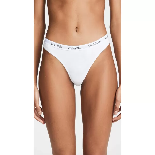 Calvin Klein Womens Carousel Logo Cotton Thong Multipack PantyBlackWhiteStellar