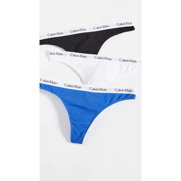 Calvin Klein Womens Carousel Logo Cotton Thong Multipack PantyBlackWhiteStellar