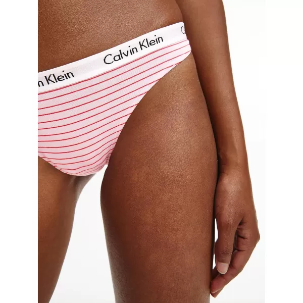 Calvin Klein Womens Carousel Logo Cotton Thong Multipack PantyFeeder Stripe Pale OrchidSnow HeatherBlack
