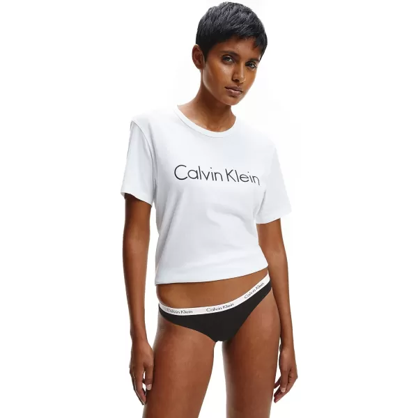 Calvin Klein Womens Carousel Logo Cotton Thong Multipack PantyFeeder Stripe Pale OrchidSnow HeatherBlack
