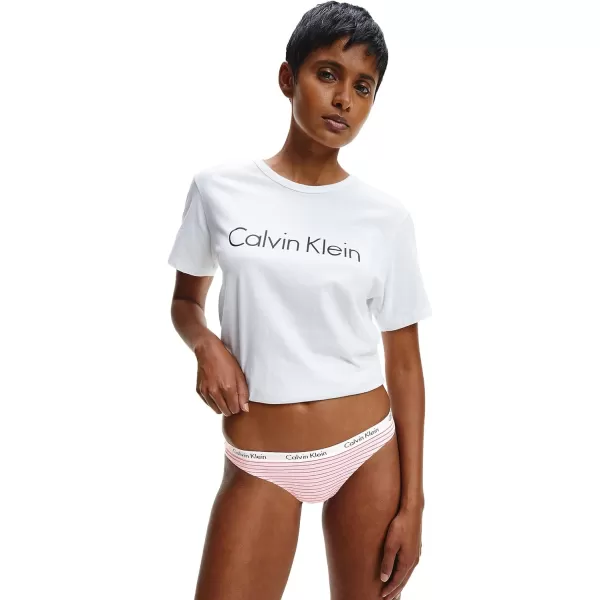 Calvin Klein Womens Carousel Logo Cotton Thong Multipack PantyFeeder Stripe Pale OrchidSnow HeatherBlack