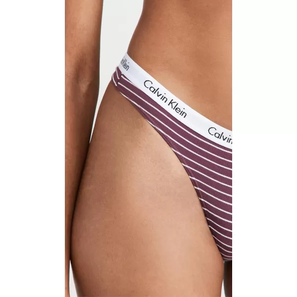 Calvin Klein Womens Carousel Logo Cotton Thong Multipack PantyFeeder Stripe Ripe BerryGrey HeatherPink Smoothie