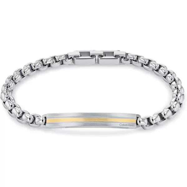 Calvin Klein Mens Chain Bracelet Creative Design with IDStyle and TwoTone FinishTwo tone