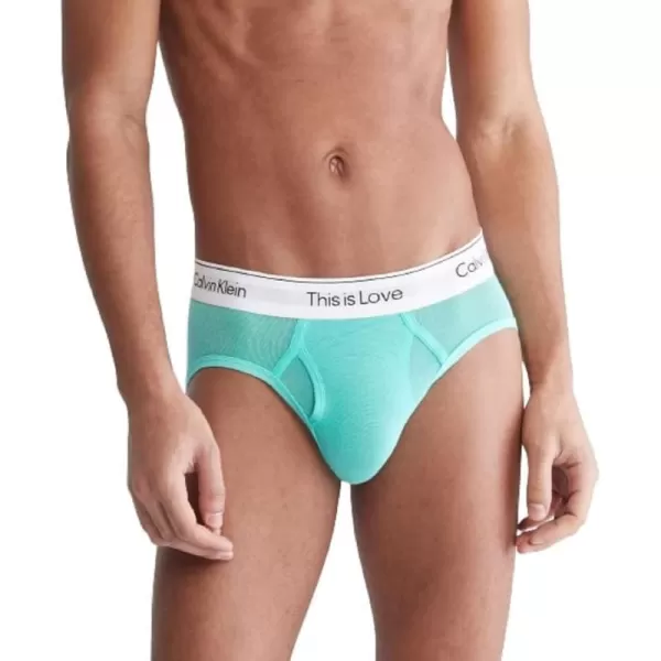 Calvin Klein Mens This is Love Pride Mesh UnderwearHIP BRIEF Aqua Green