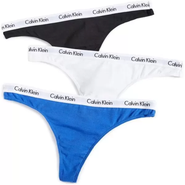 Calvin Klein Womens Carousel Logo Cotton Thong Multipack PantyBlackWhiteStellar