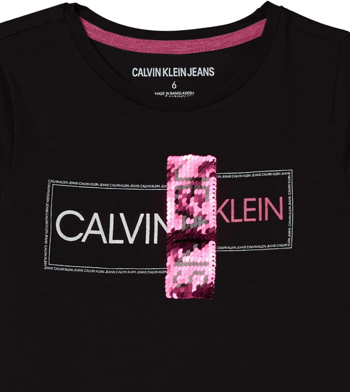 Calvin Klein Girls Short Sleeve Logo TShirt Comfortable Fit Cotton Tee with Tagless InteriorAnthracite Mirror