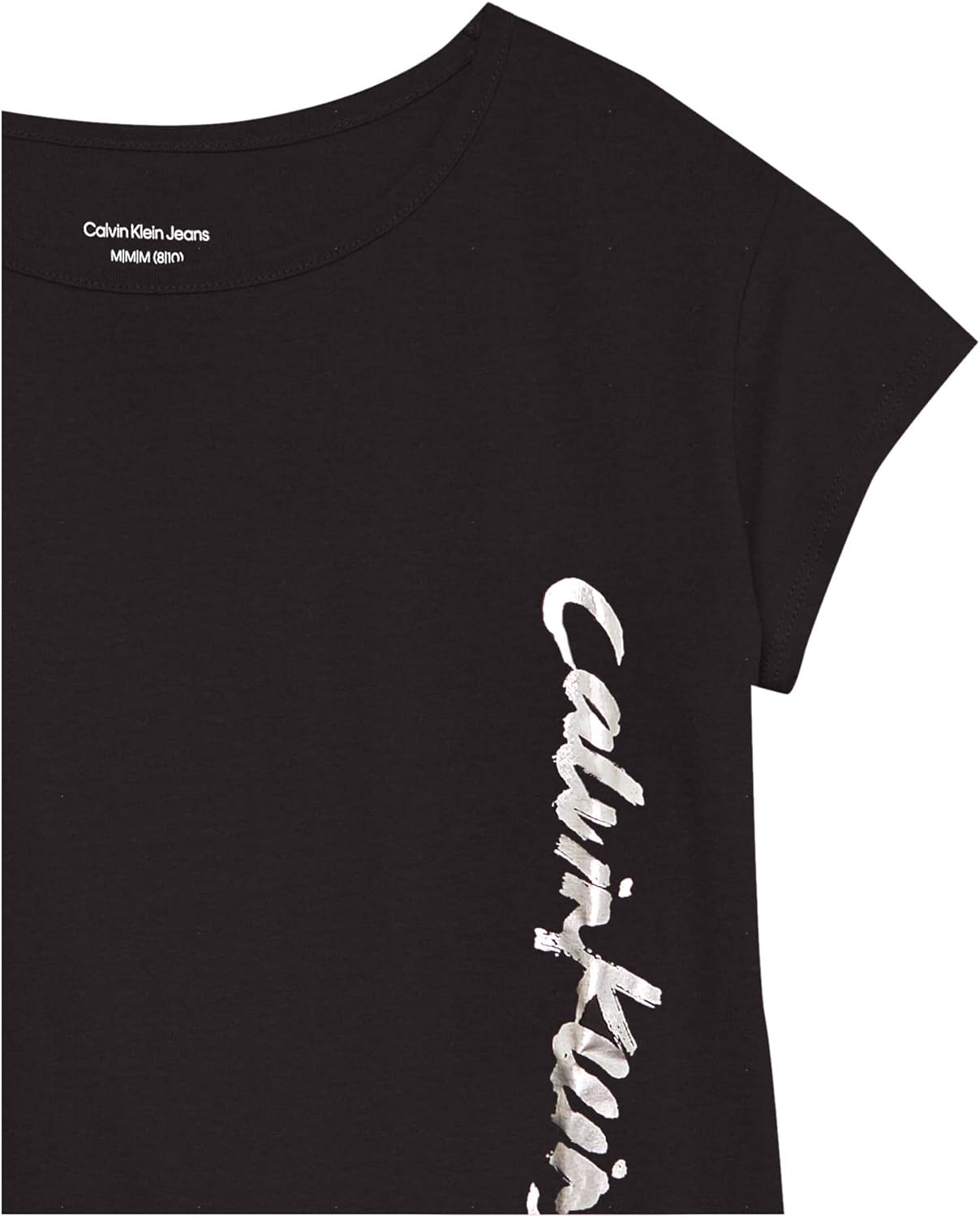 Calvin Klein Girls Short Sleeve Logo TShirt Comfortable Fit Cotton Tee with Tagless InteriorBlack Knockout