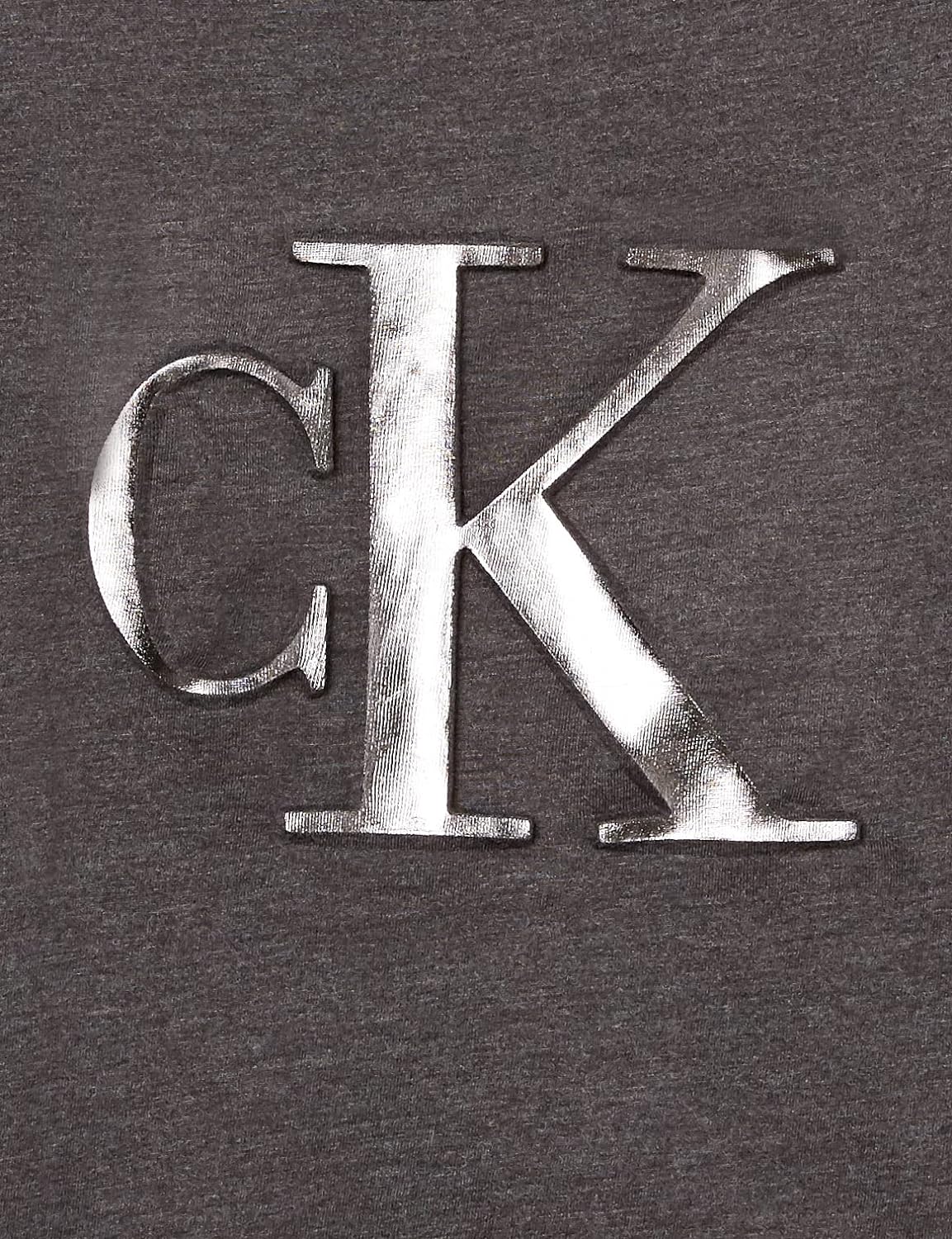 Calvin Klein Girls Short Sleeve Logo TShirt Comfortable Fit Cotton Tee with Tagless InteriorCharcoal Embossed