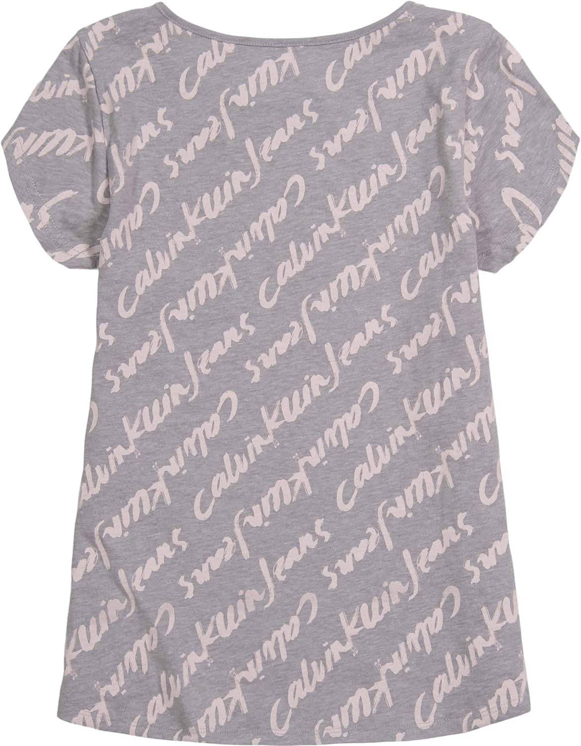 Calvin Klein Girls Short Sleeve Logo TShirt Comfortable Fit Cotton Tee with Tagless InteriorGrey Brush