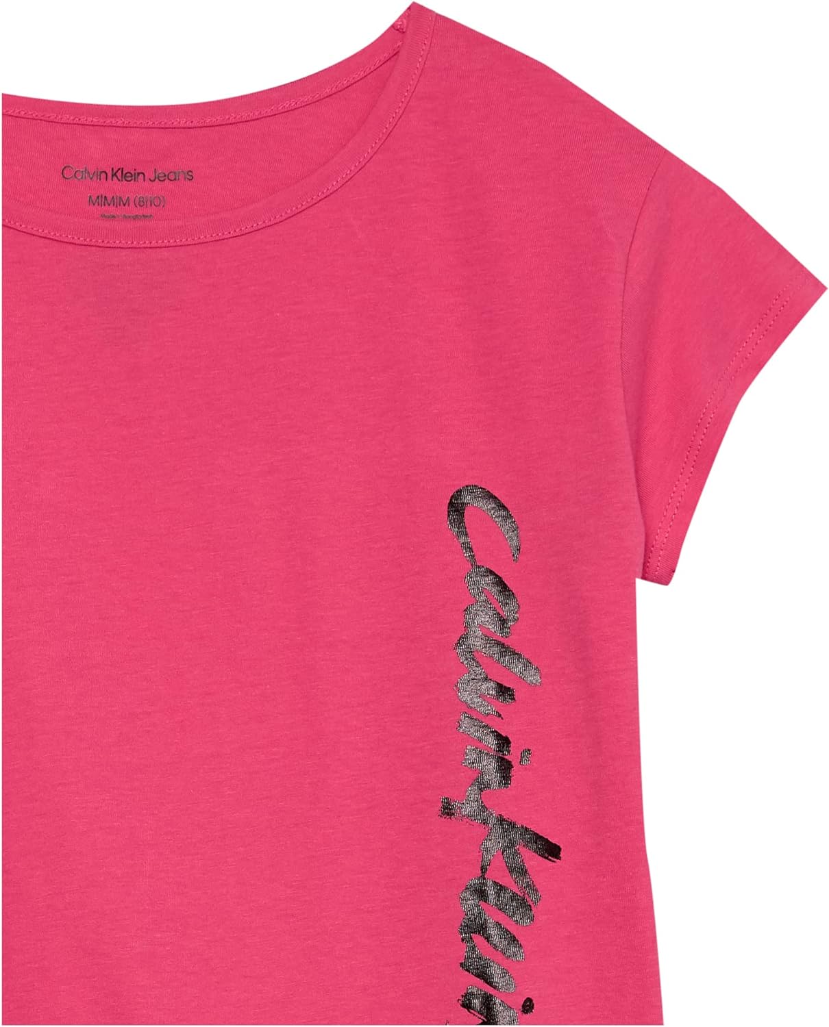 Calvin Klein Girls Short Sleeve Logo TShirt Comfortable Fit Cotton Tee with Tagless InteriorHoney Knockout