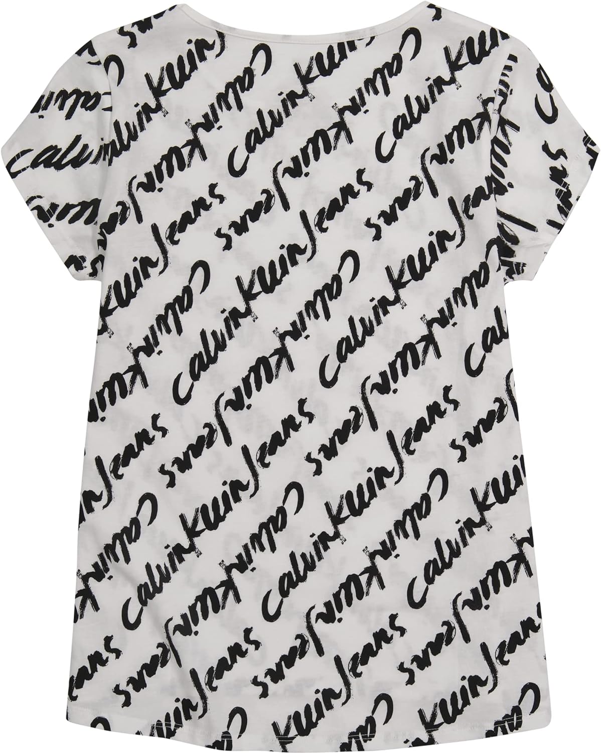 Calvin Klein Girls Short Sleeve Logo TShirt Comfortable Fit Cotton Tee with Tagless InteriorWhite Brush