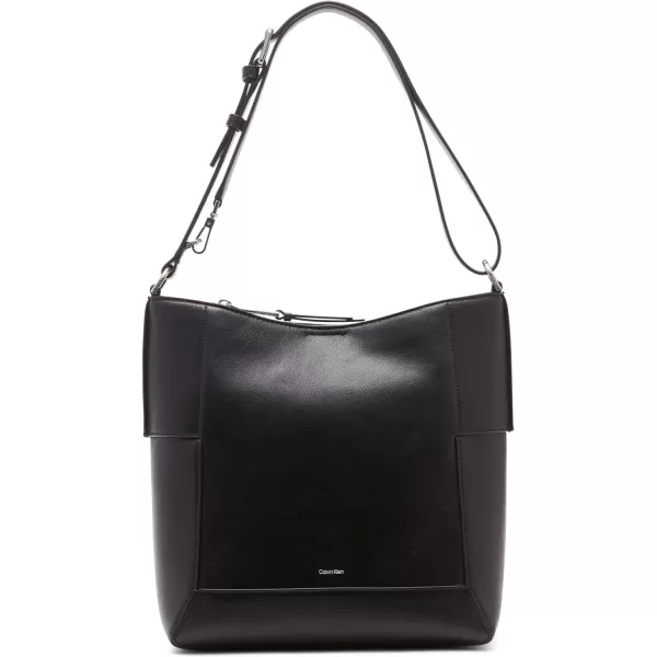 Calvin Klein Aura NorthSouth Convertible Hobo Shoulder amp Messenger BagBlackSilver