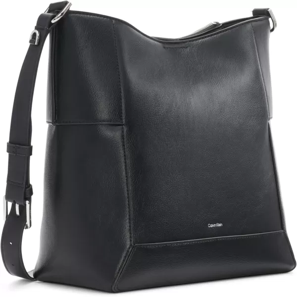 Calvin Klein Aura NorthSouth Convertible Hobo Shoulder amp Messenger BagBlackSilver