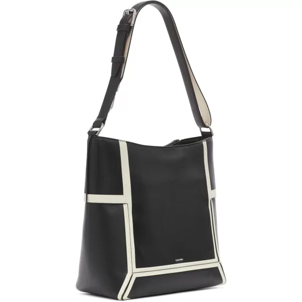 Calvin Klein Aura NorthSouth Convertible Hobo Shoulder amp Messenger BagBlackWhite