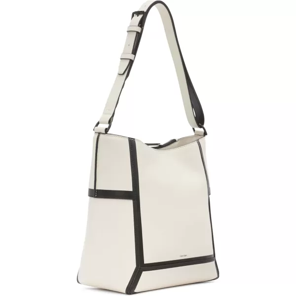 Calvin Klein Aura NorthSouth Convertible Hobo Shoulder amp Messenger BagCherub WhiteBlack