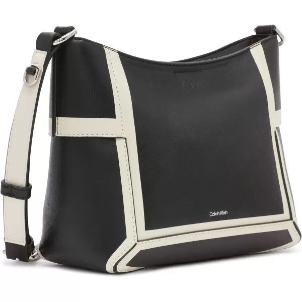 Calvin Klein Aura NorthSouth Top Zip CrossbodyBlackWhite