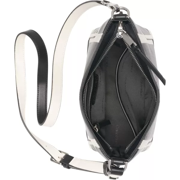 Calvin Klein Aura NorthSouth Top Zip CrossbodyBlackWhite