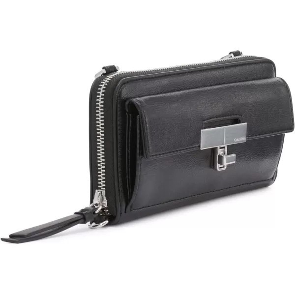 Calvin Klein Becky Organizational Wallet on a String CrossbodyBlackSilver