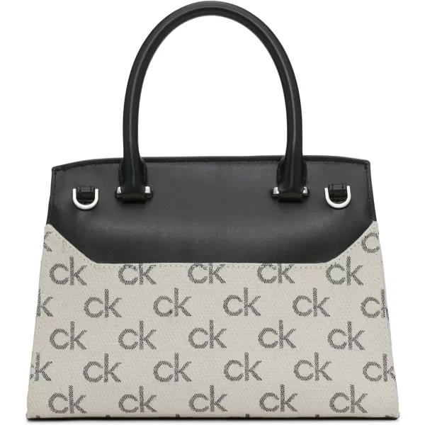 Calvin Klein Becky Top Handle Mini Bag CrossbodyCherub WhiteBlack Brick Jacquard Logo