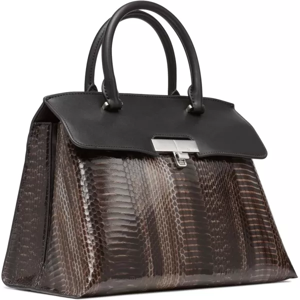 Calvin Klein Becky Turn Lock SatchelBlack Python