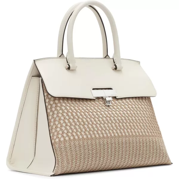 Calvin Klein Becky Turn Lock SatchelNeutralWhite Woven