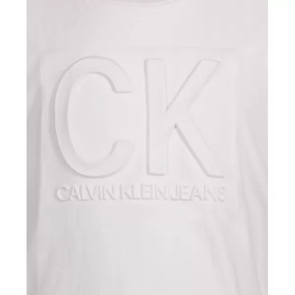 Calvin Klein Big Boys Track Logo Crew Neck TShirtCrisp White