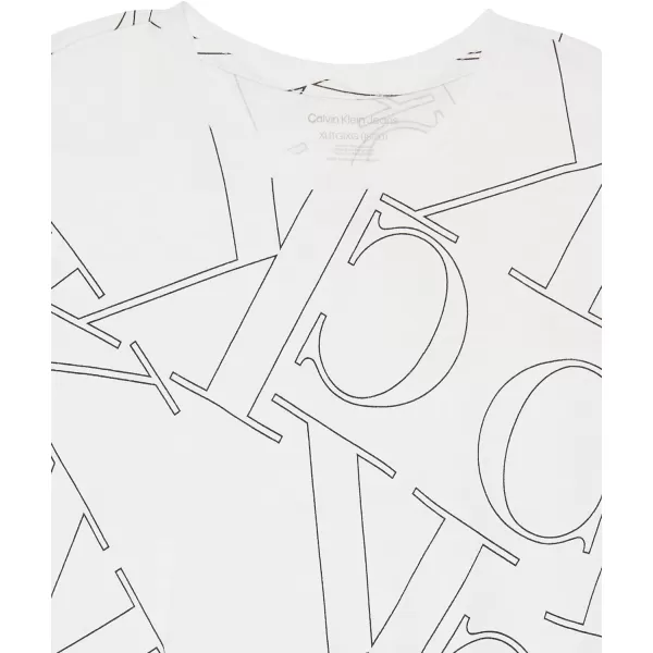 Calvin Klein Big Boys Track Logo Crew Neck TShirtShuffle White