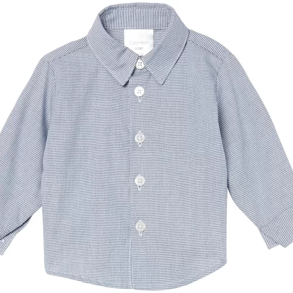 Calvin Klein Boys 3piece Sweater Set With Matching Buttondown Shirt and PantsBlue Block