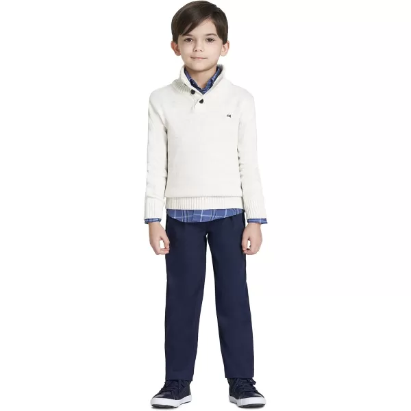Calvin Klein Boys 3piece Sweater Set With Matching Buttondown Shirt and PantsLinen Marled