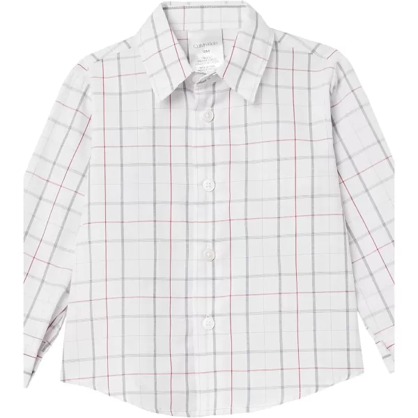 Calvin Klein Boys 3piece Sweater Set With Matching Buttondown Shirt and PantsRed Marled