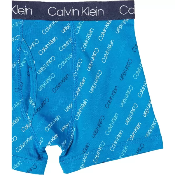 Calvin Klein Boys 4 Pack Boxer BriefsCk Logo Blue Black Iris Blue Heather Grey Black Ck Logo