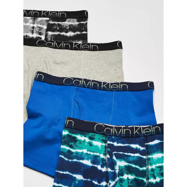 Calvin Klein Boys 4 Pack Boxer BriefsCool TiedyeVictoria BlueBlack TiedyeHeather Grey