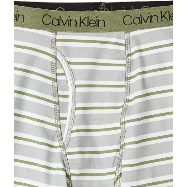 Calvin Klein Boys 4 Pack Boxer BriefsHeather Grey Black Ck Logo  Olivine Slate Grey Stripes