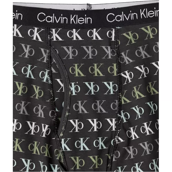 Calvin Klein Boys 4 Pack Boxer BriefsHeather Grey Black Ck Logo  Olivine Slate Grey Stripes