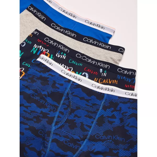 Calvin Klein Boys 4 Pack Boxer BriefsHeather Grey CamoBlue Camo